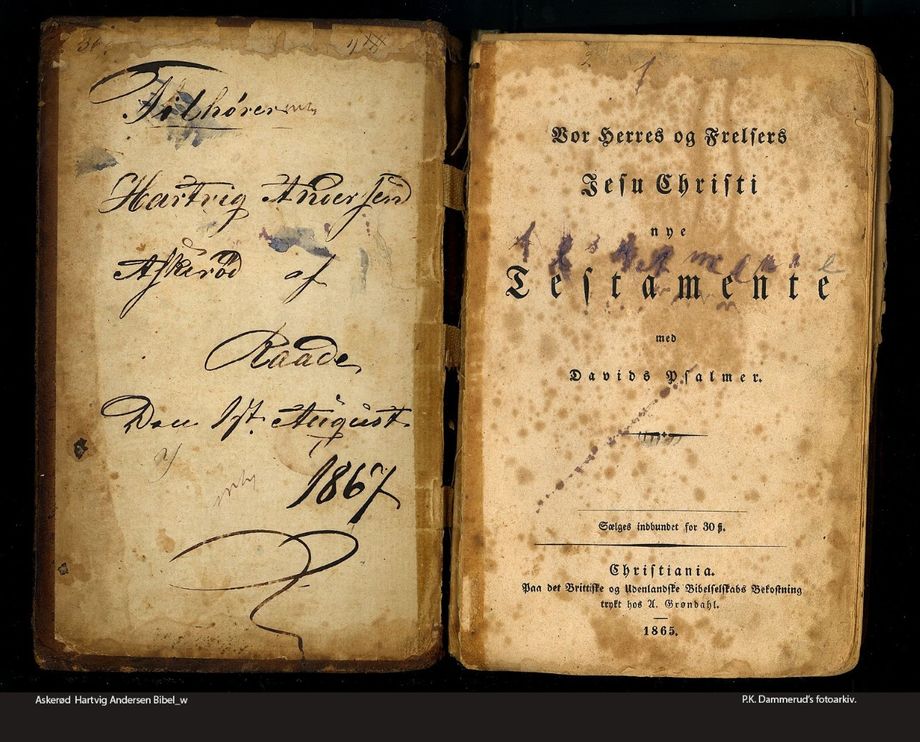 Hjulmaker Hartvig Andersen Askerød's bibel. Axel's father.